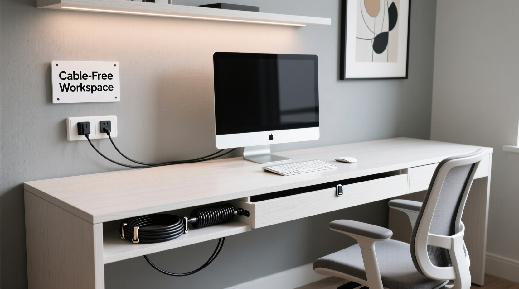 how to hide cords behind your desk for a clean and professional setup