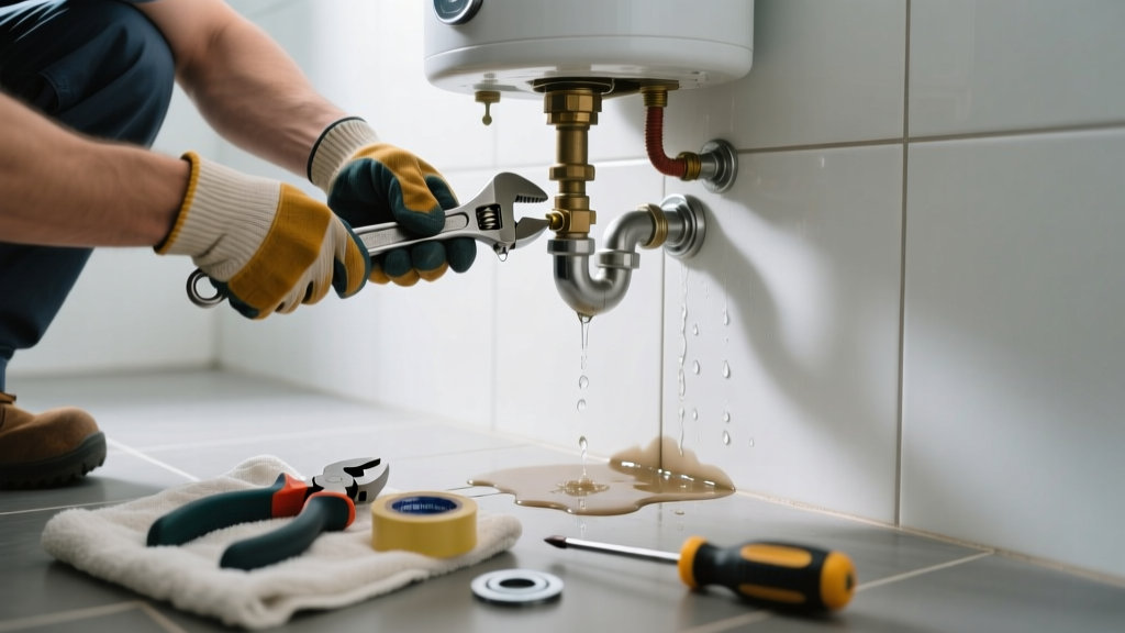 Fixing a Leaking Water Heater in the Bathroom