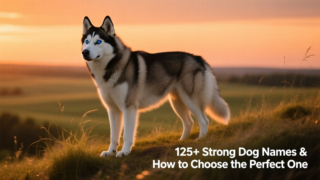 A confident, well-built dog standing proudly on a grassy hill at sunset
