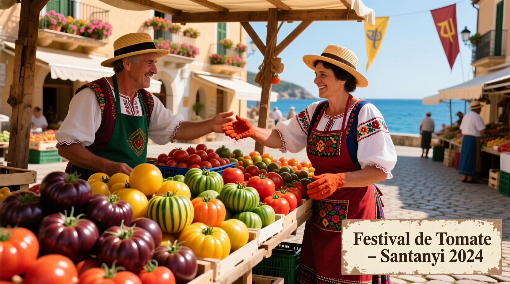 Tomato festival vendors displaying colorful heirloom tomatoes
