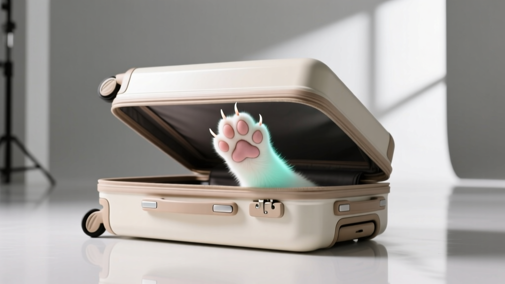 Cat Paw Reaching Into the Open Suitcase: Exploration