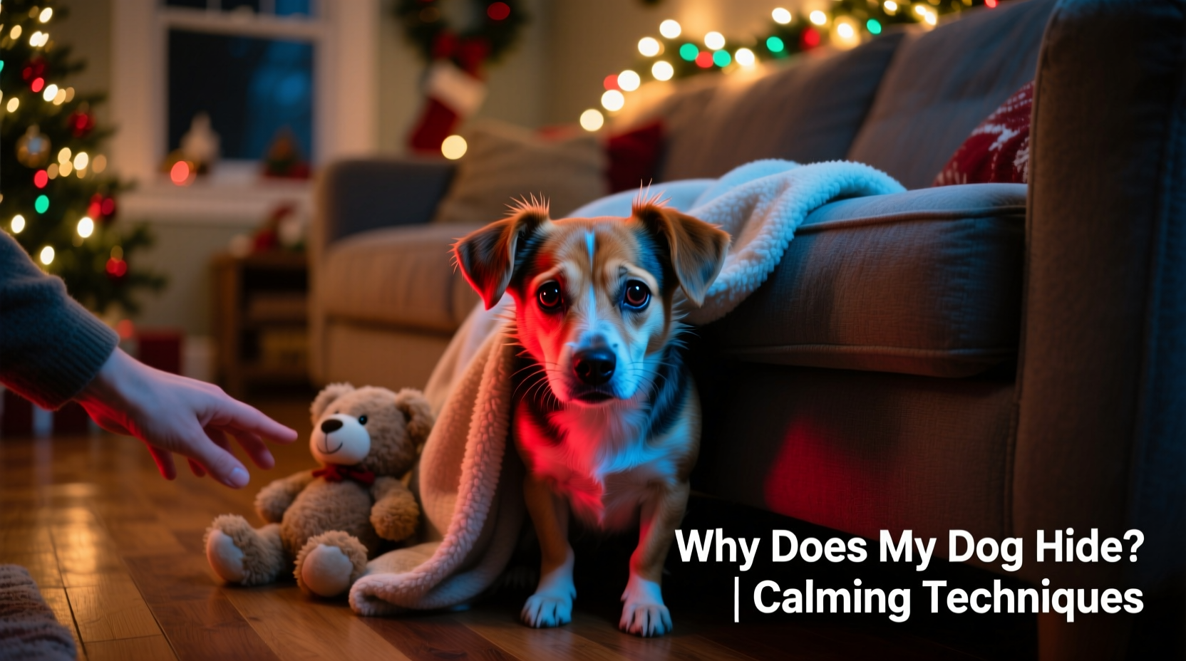why does my dog hide when the christmas lights turn on calming techniques