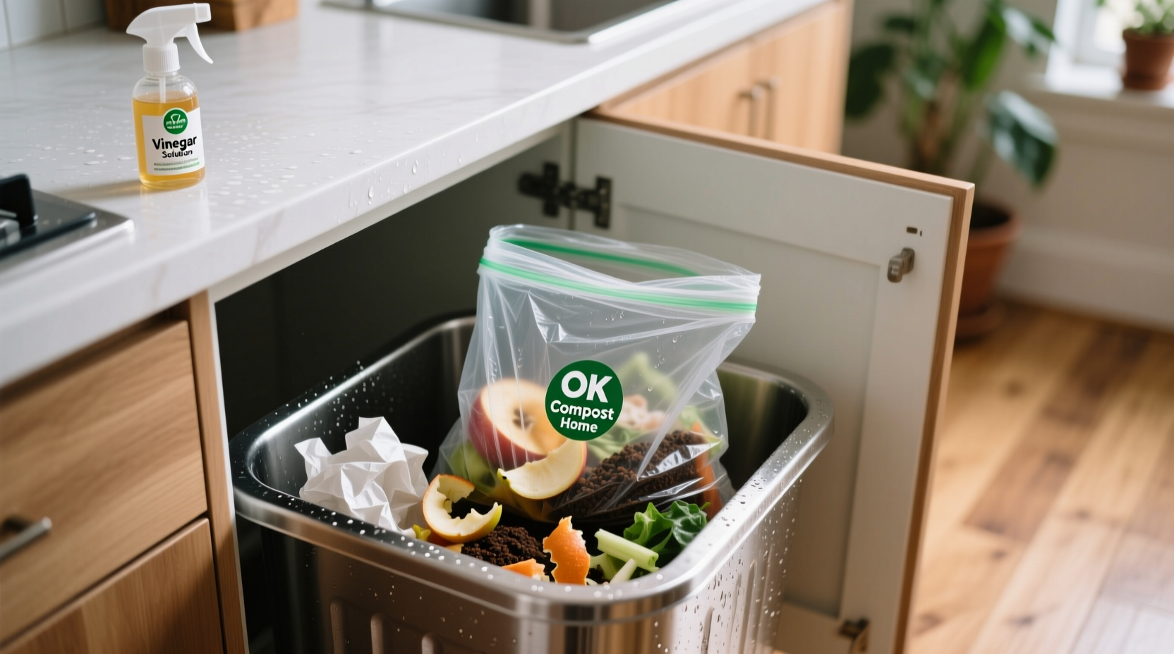 biodegradable trash bags in wet kitchen bins