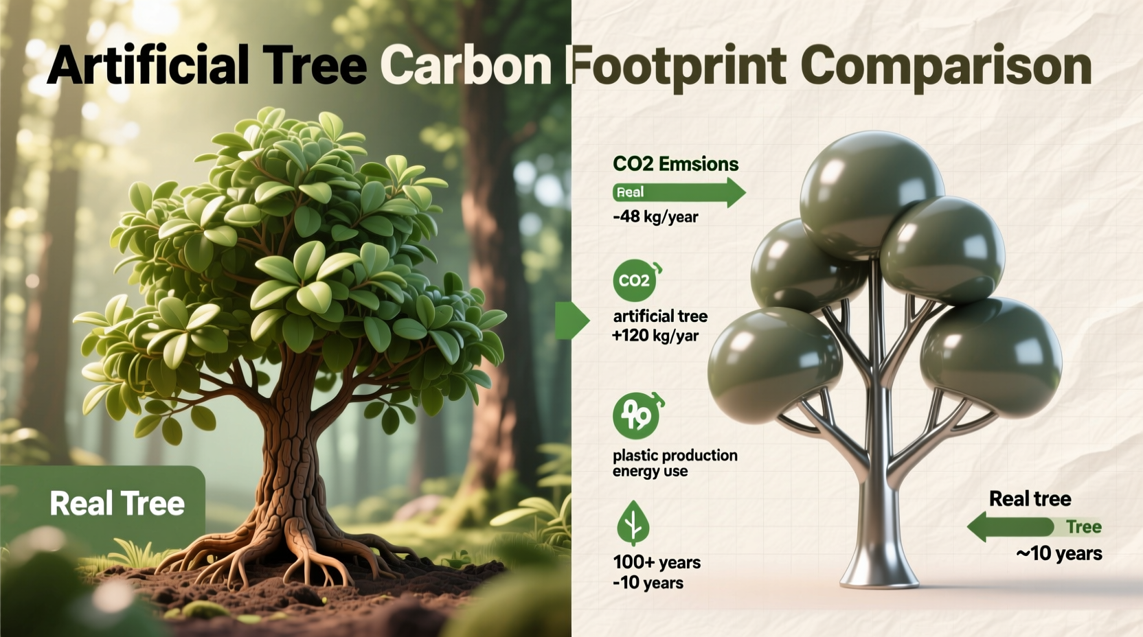 do artificial trees contribute more to carbon footprint than real ones