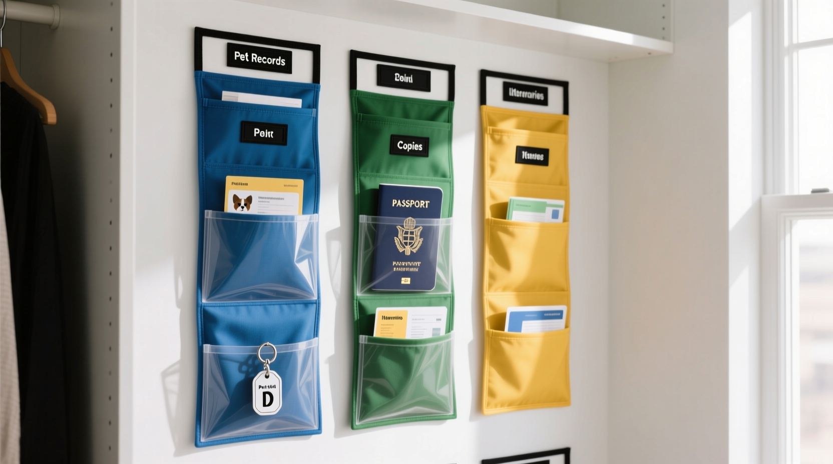 closet organization tips for pet tags travel docs