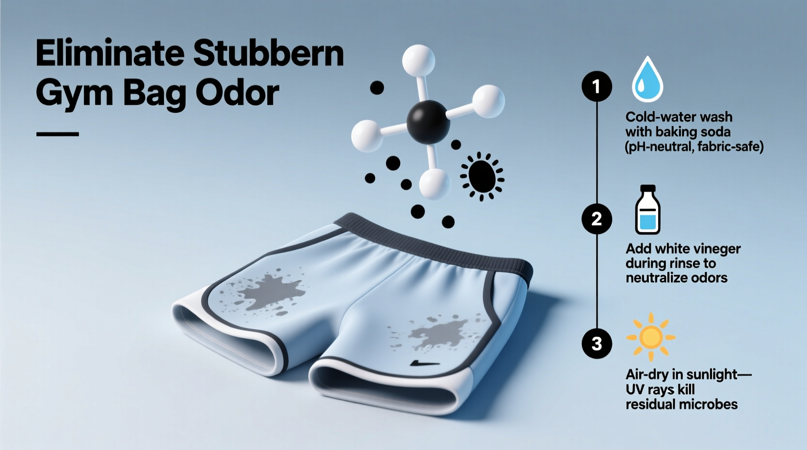 how to remove gym bag smell from synthetic shorts