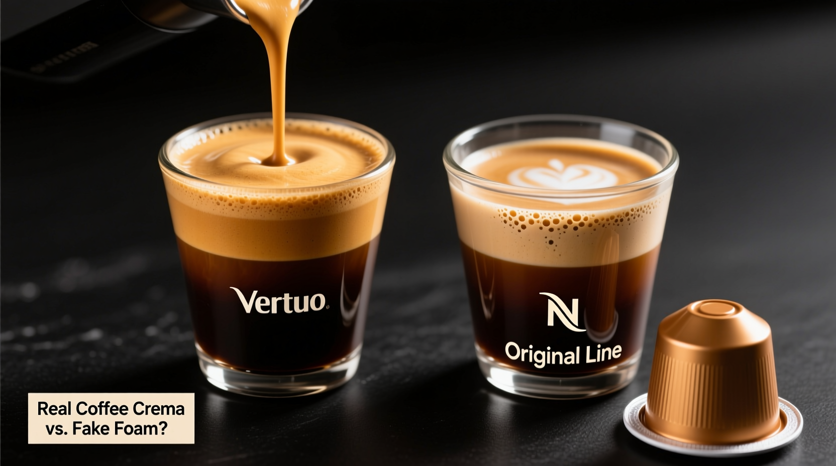 nespresso vertuo vs original line is the crema on the new pods fake foam or real coffee