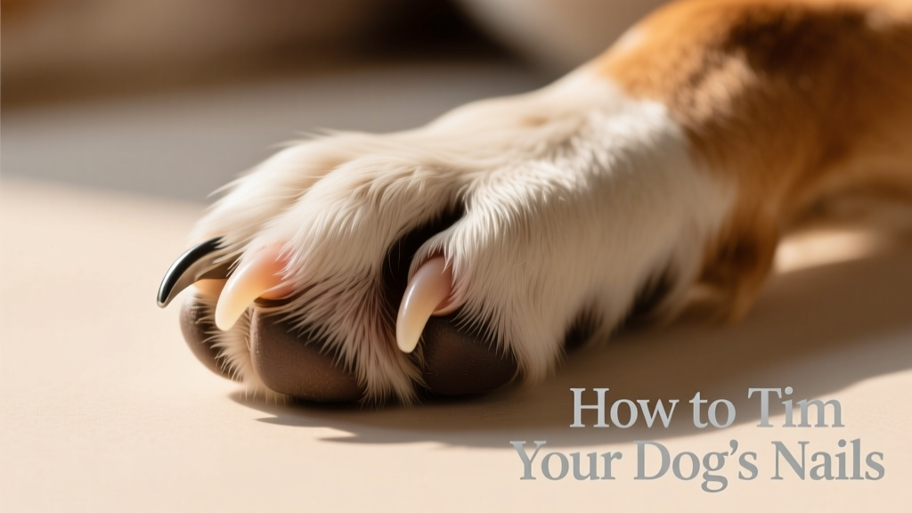 Close-up of a dog's paw with visible nails, showing proper positioning for trimming