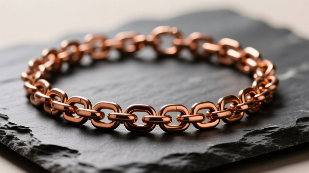 Close-up of a 10-gauge solid silicon bronze curb chain necklace resting on dark slate, highlighting warm earthy metallic tones