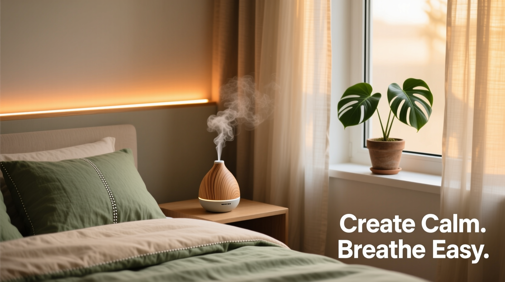 how to create a calming bedroom vibe using scent diffusers and lighting