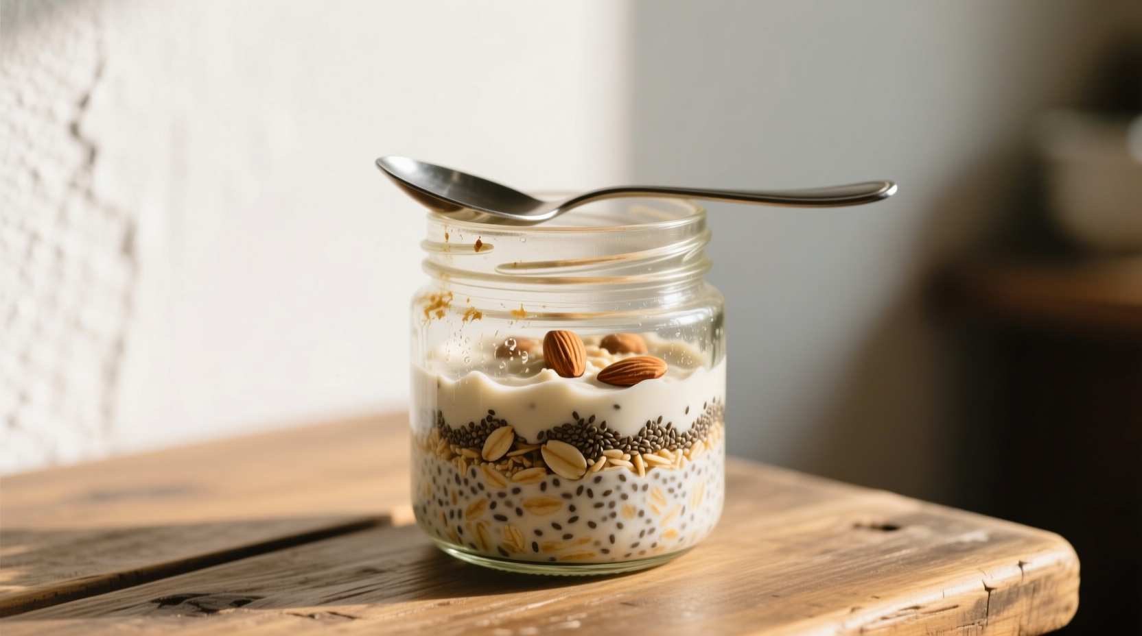 make overnight oats in an almost empty jam jar