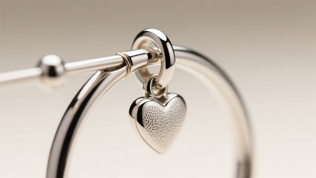Macro shot of an 18-gauge sterling silver post and soldered jump ring attaching to a heart charm, sharp focus on the secure joint.