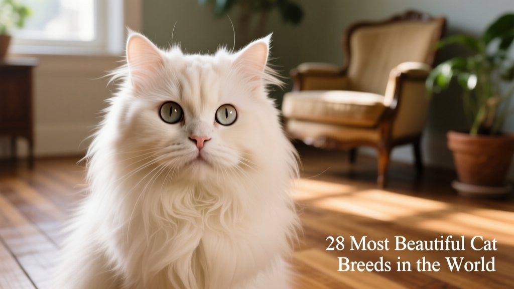 A serene Persian cat with a flat face, enormous round eyes, and luxuriously long, flowing fur