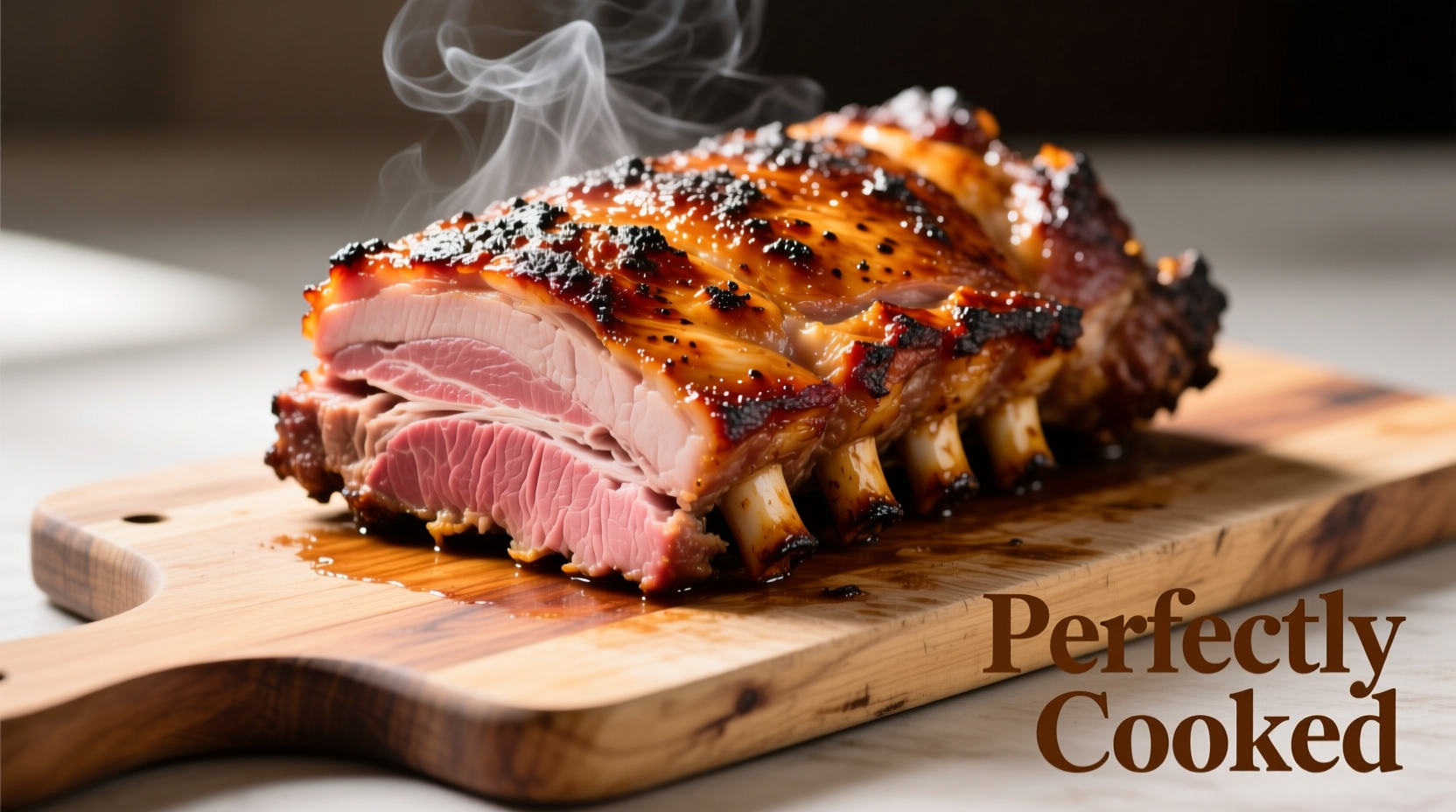 Perfectly cooked Boston butt pork roast on cutting board