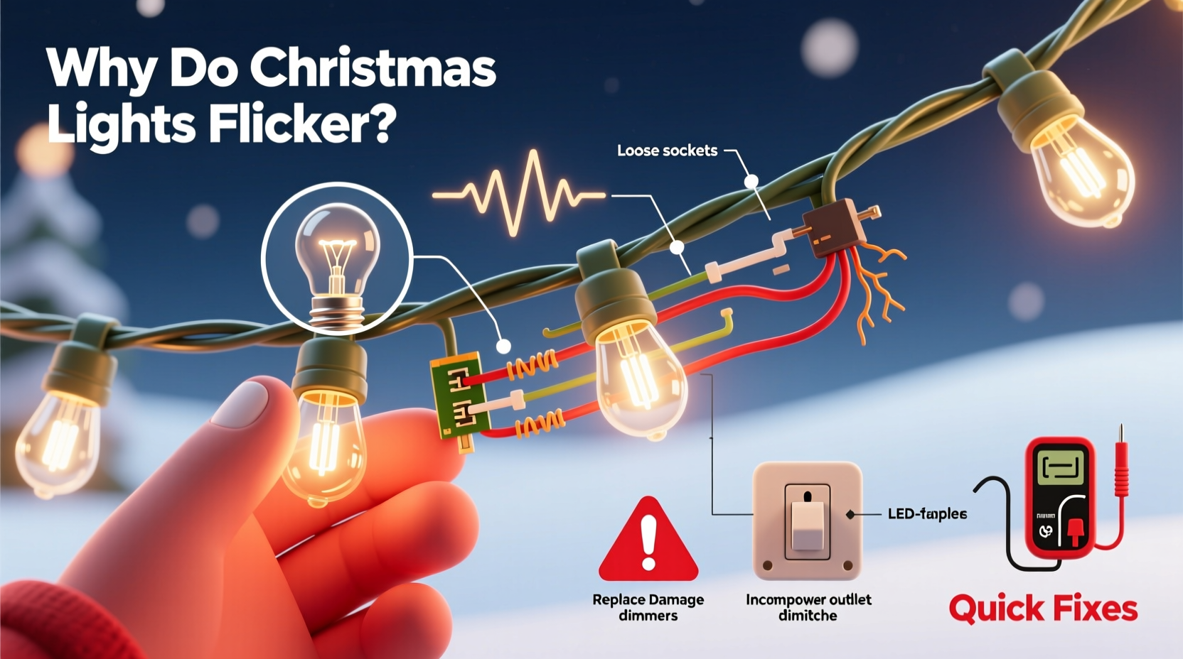 why do christmas lights flicker causes and quick fixes