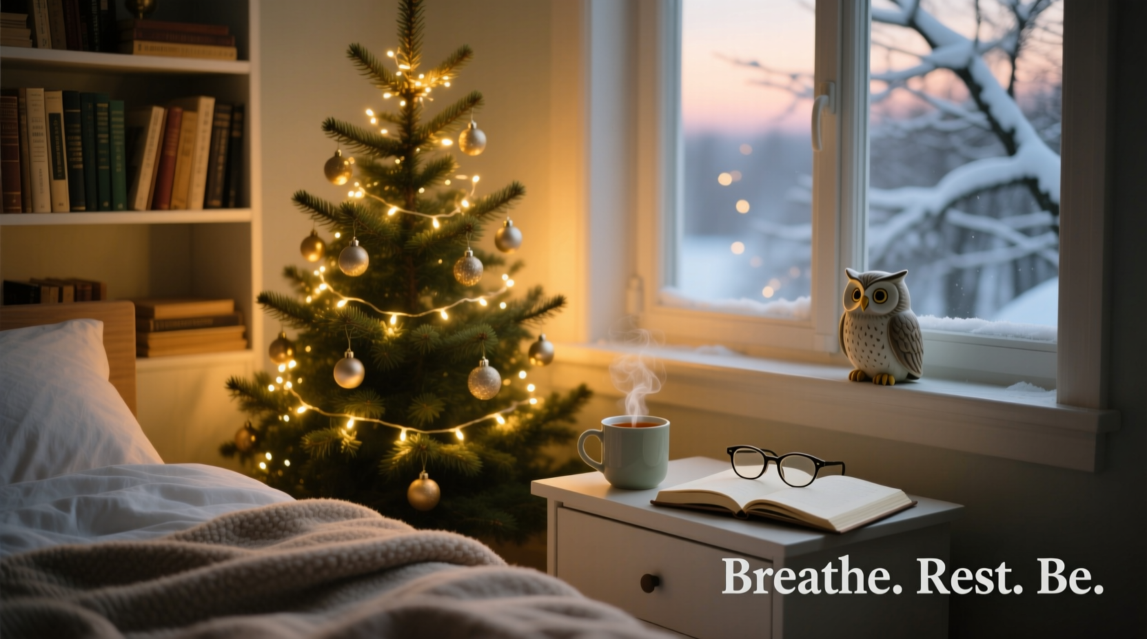 how to make a calming bedtime routine with soft christmas tree lighting