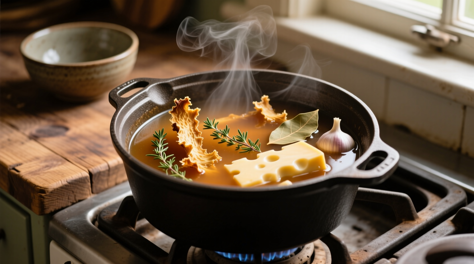 make broth from leftover cheese rinds