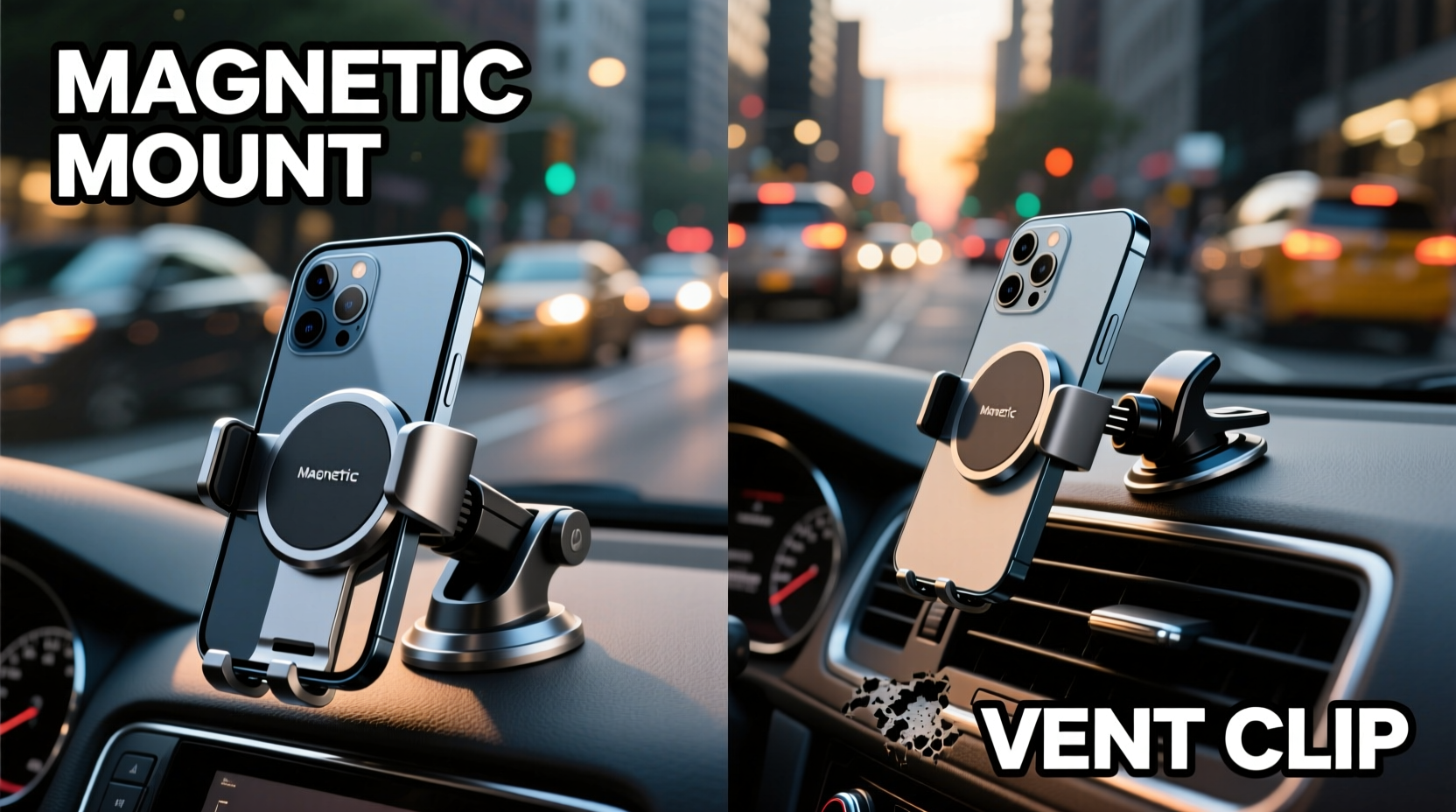 magnetic phone mounts vs vent clips which stays secure in bumpy traffic