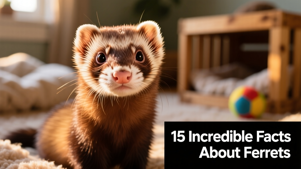 Close-up portrait of a ferret with expressive eyes and sleek brown fur, highlighting its weasel-family resemblance