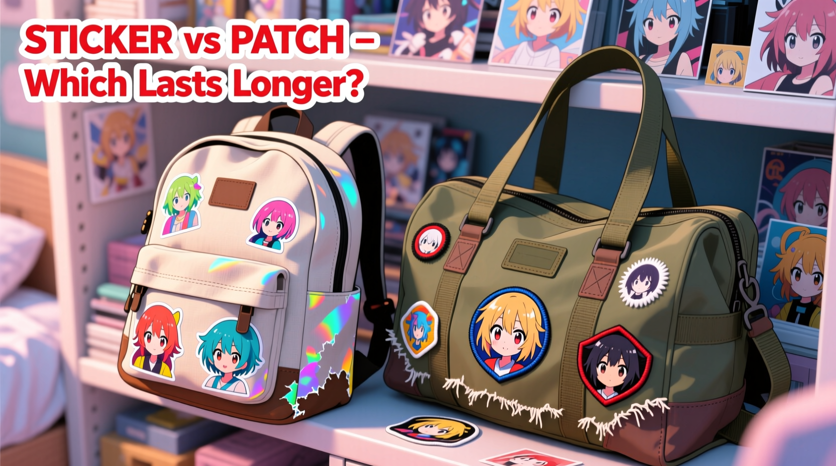 anime sticker collection vs patch collection which lasts longer on bags