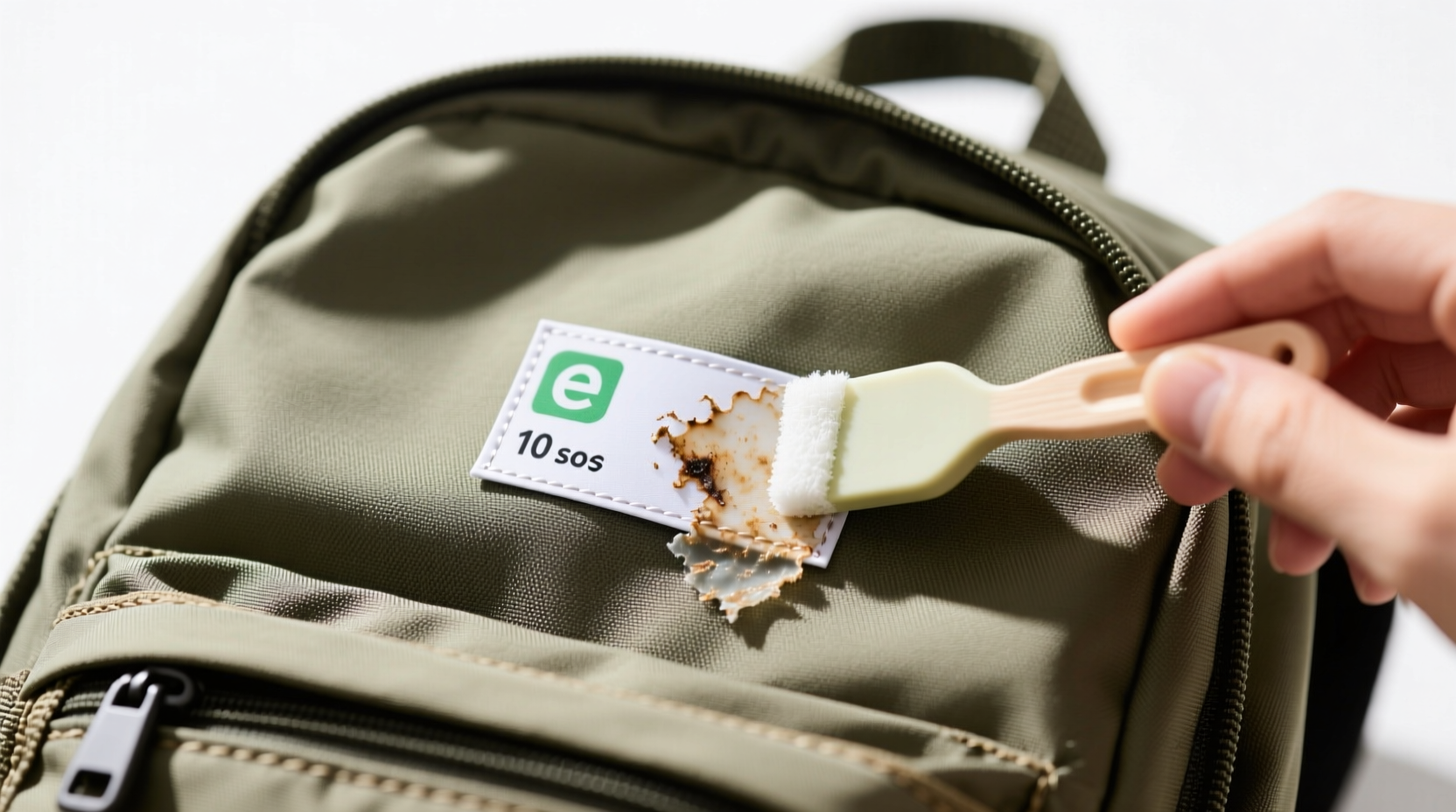 how to remove adhesive residue from backpack name tags
