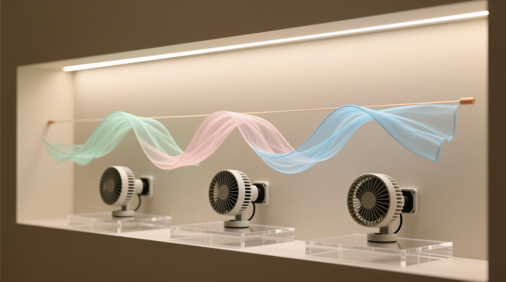 how to add subtle motion to static indoor displays using silent mini dc fans and lightweight streamers