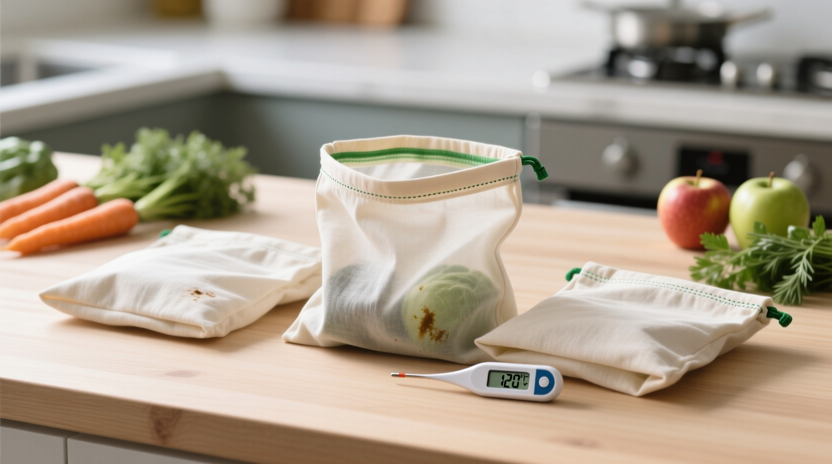 how to sanitize produce bags without melting mesh