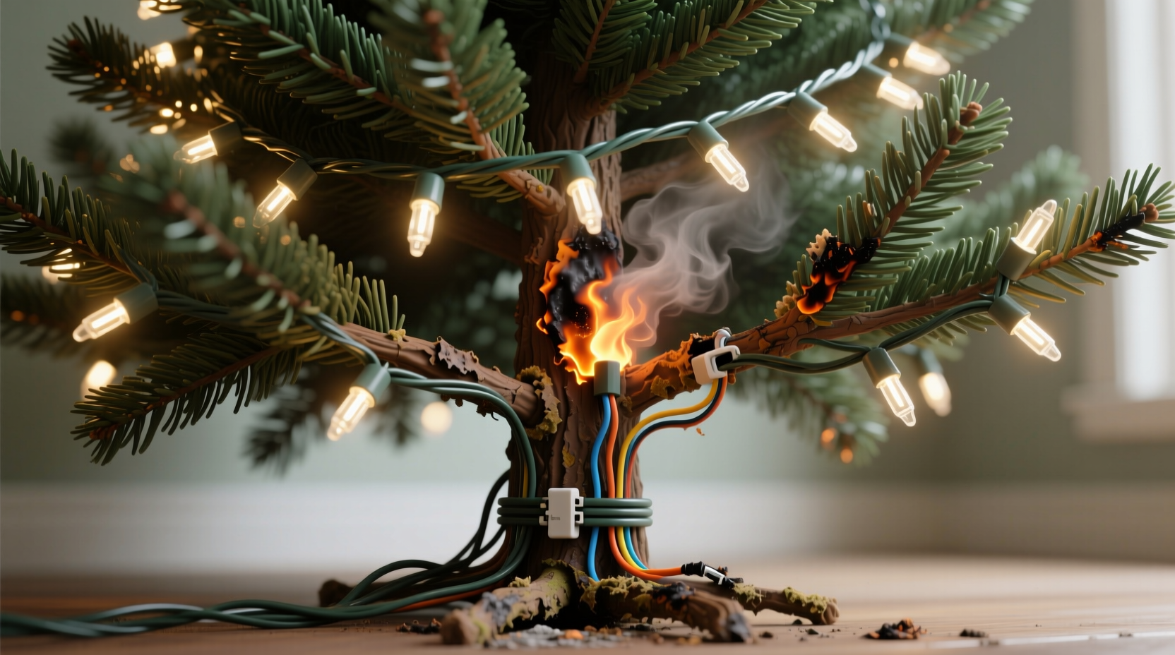 why does my artificial tree smell like burnt plastic when lights are on for over 4 hours