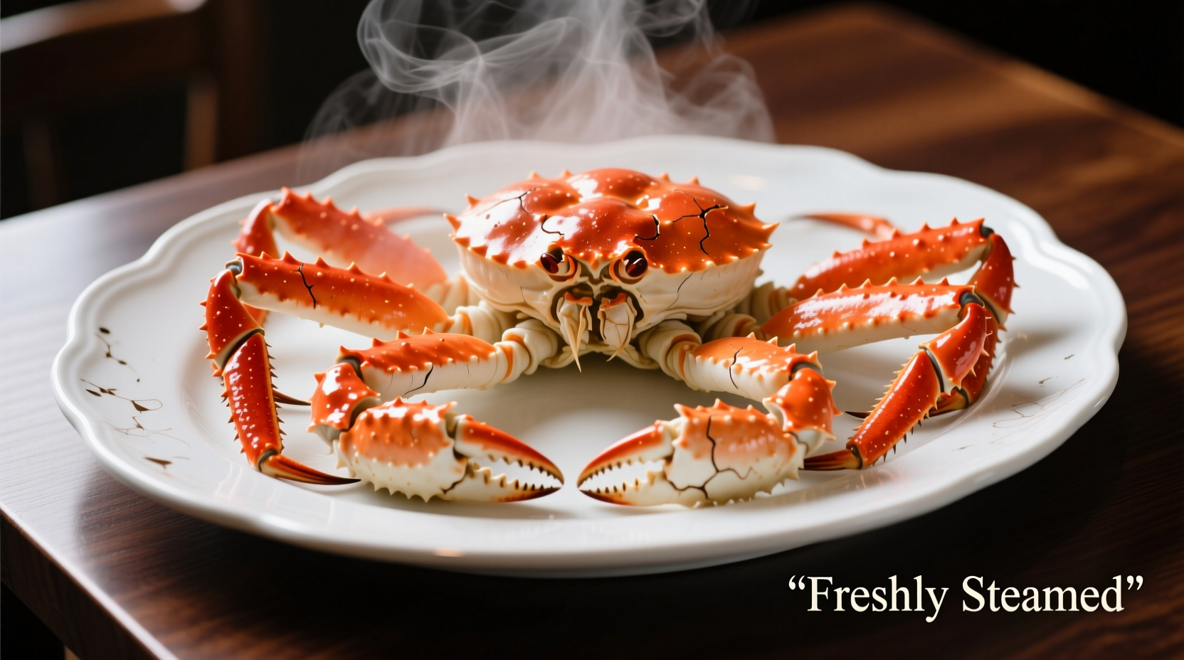 Perfectly steamed Alaskan king crab legs on serving platter