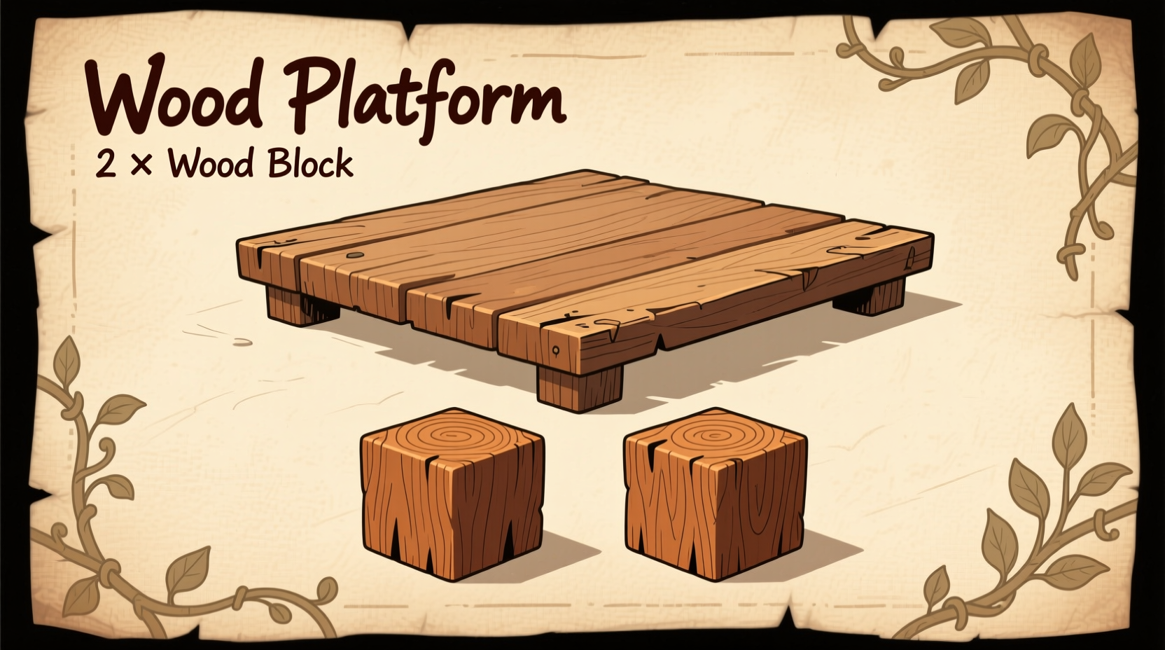 Terraria wood platform crafting recipe with two wood blocks