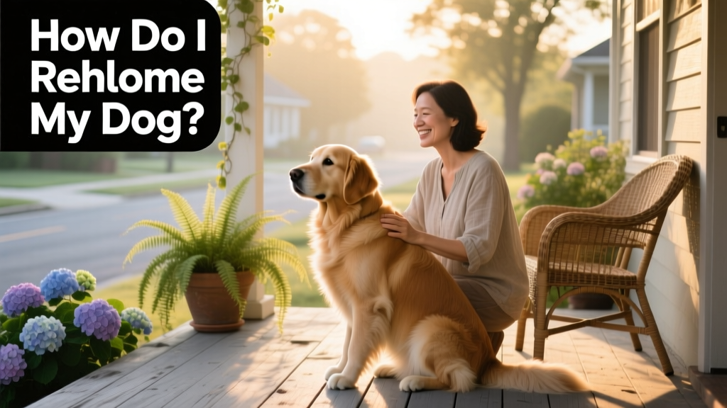 A calm, well-cared-for dog sitting beside its owner on a sunlit porch