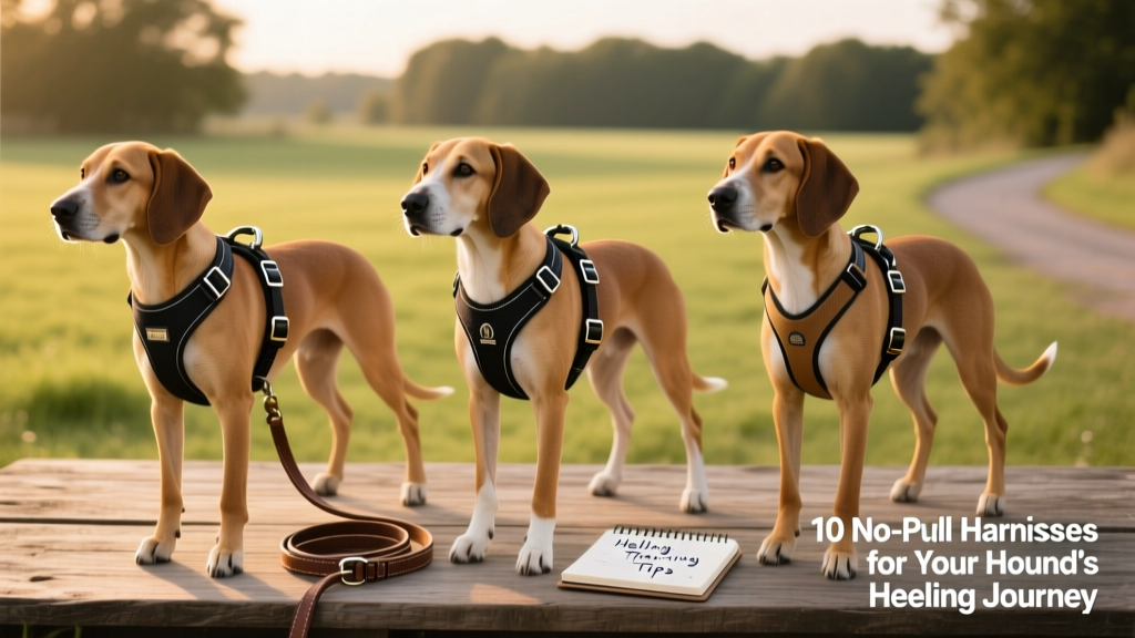Side-by-side comparison of three popular no-pull harness styles: front-clip, dual-clip, and Y-shaped designs