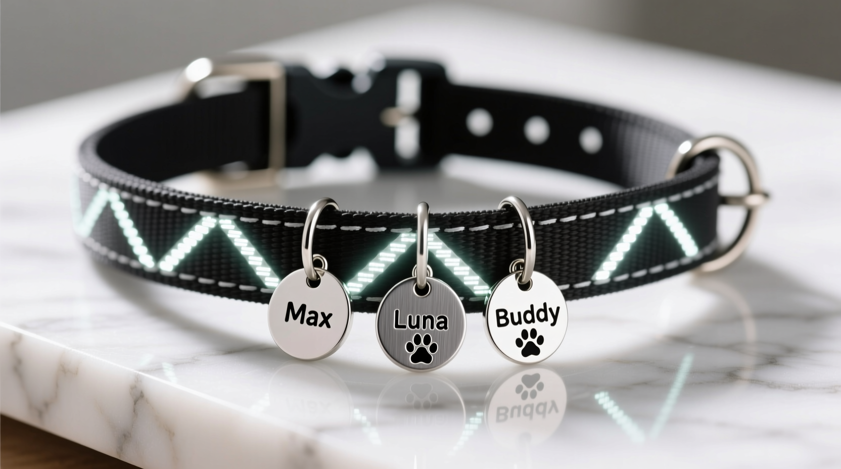 how to personalize a pet collar with reflective details and charm tags