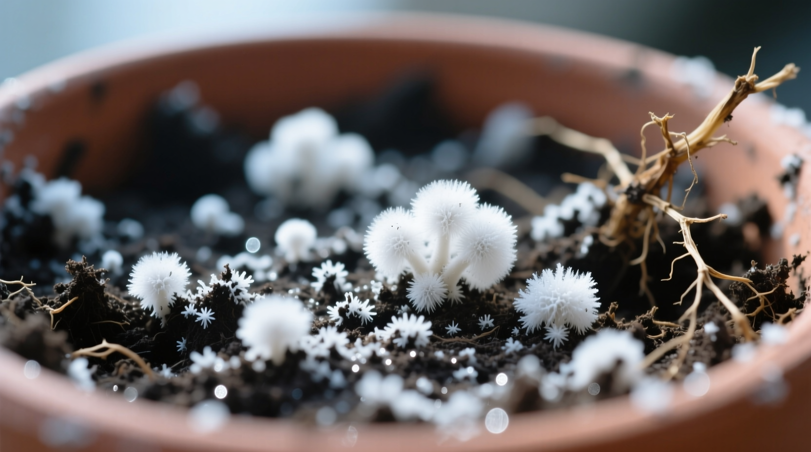 white mold houseplant soil