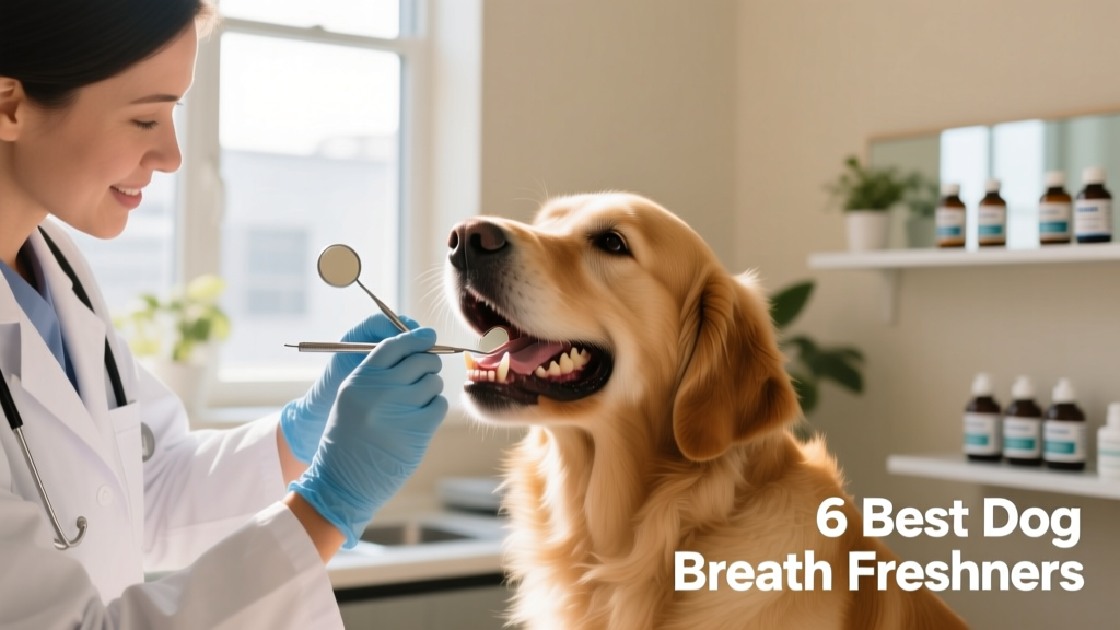 A veterinarian gently examining a dog’s teeth during a routine oral exam
