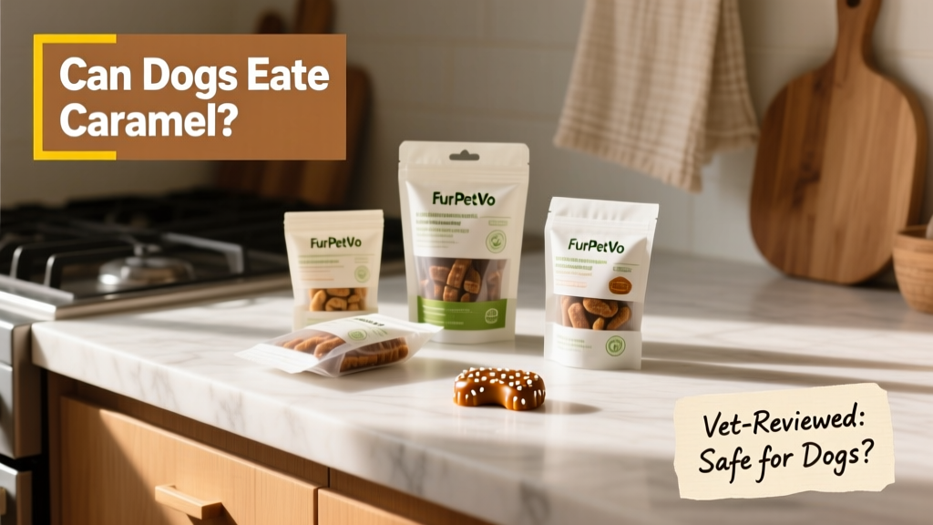 A selection of wholesome, veterinarian-recommended dog treats from FurPetVo displayed on a clean kitchen counter