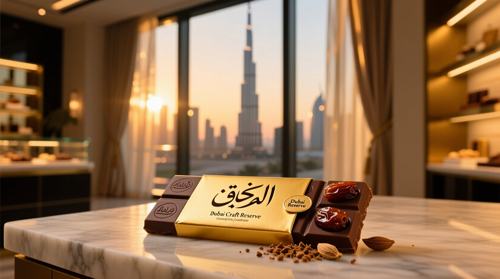 Artisan chocolate with dates and cardamom in Dubai