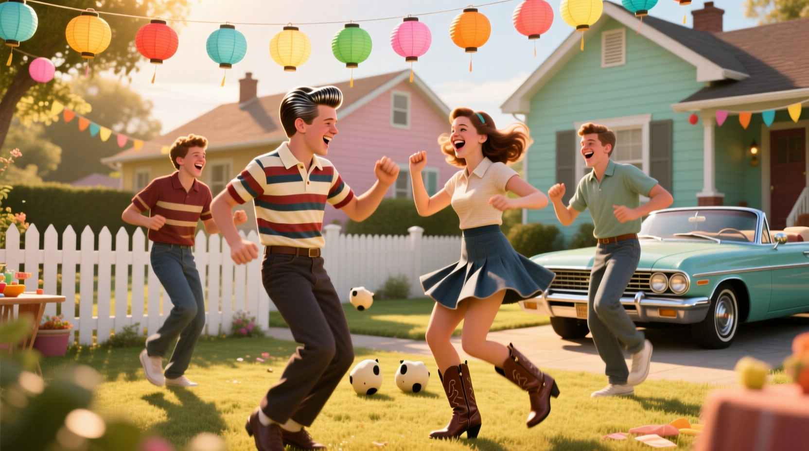 1960s teenagers performing the Mashed Potato dance