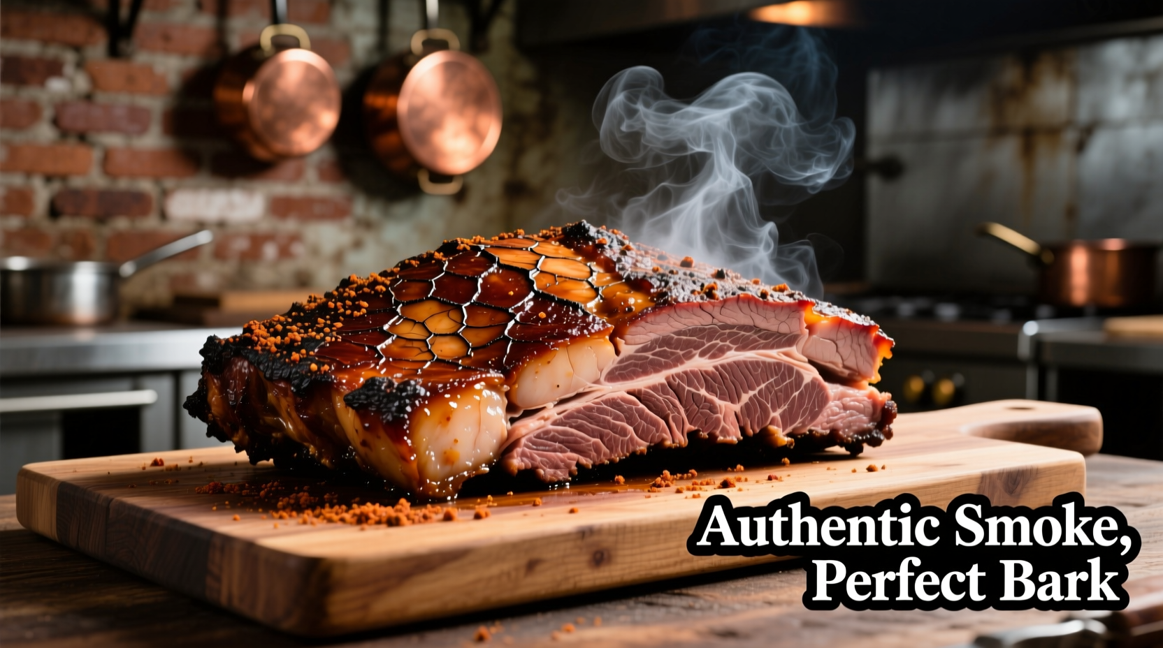 Perfectly smoked brisket with bark development