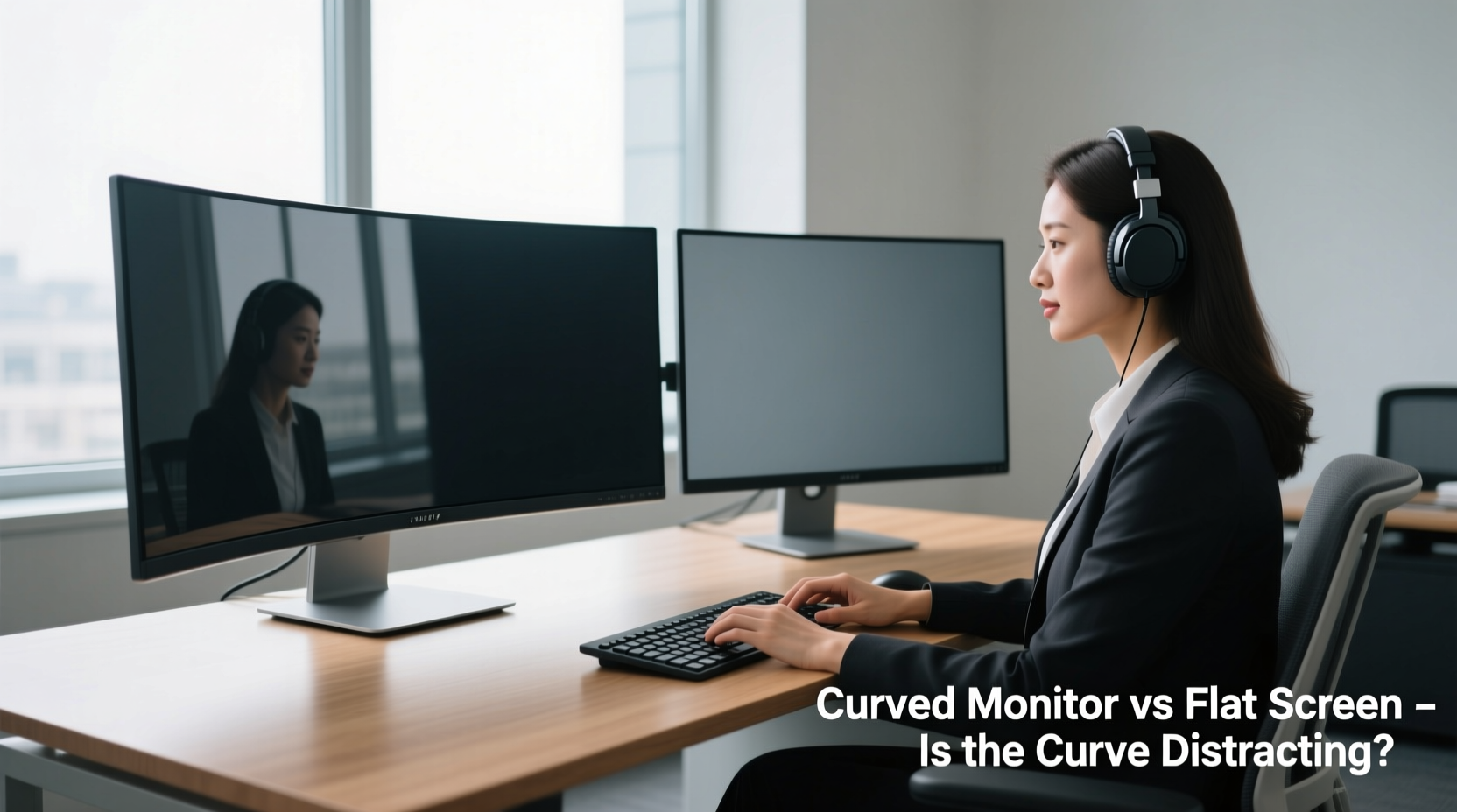 curved monitor vs flat screen for office work is the curve distracting