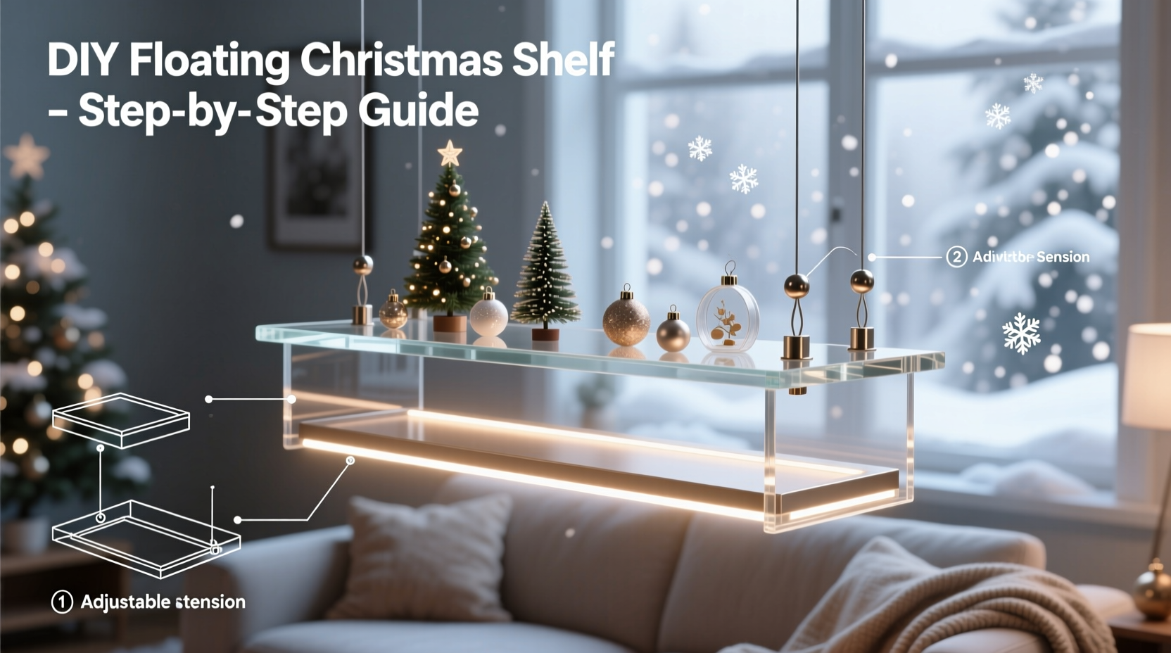how to build a floating christmas shelf for mini trees and collectibles