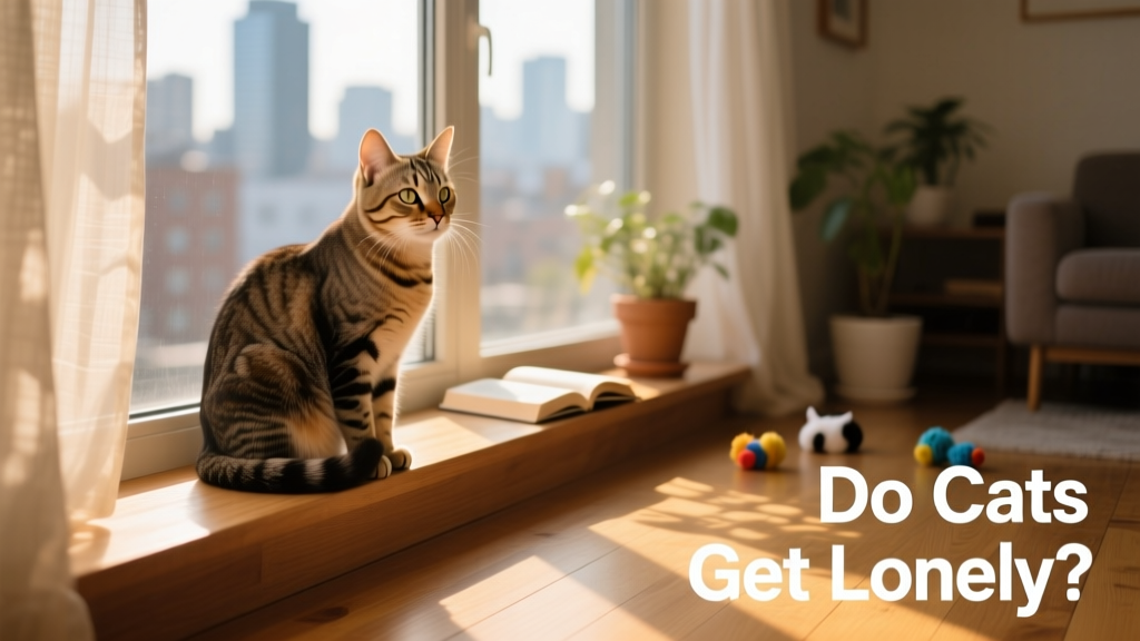 A relaxed cat perched on a window sill, gazing outside with gentle curiosity