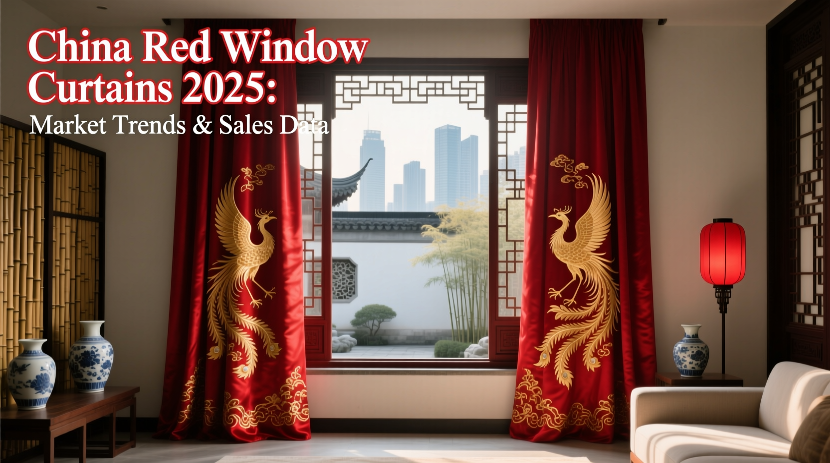 china hot red window curtains
