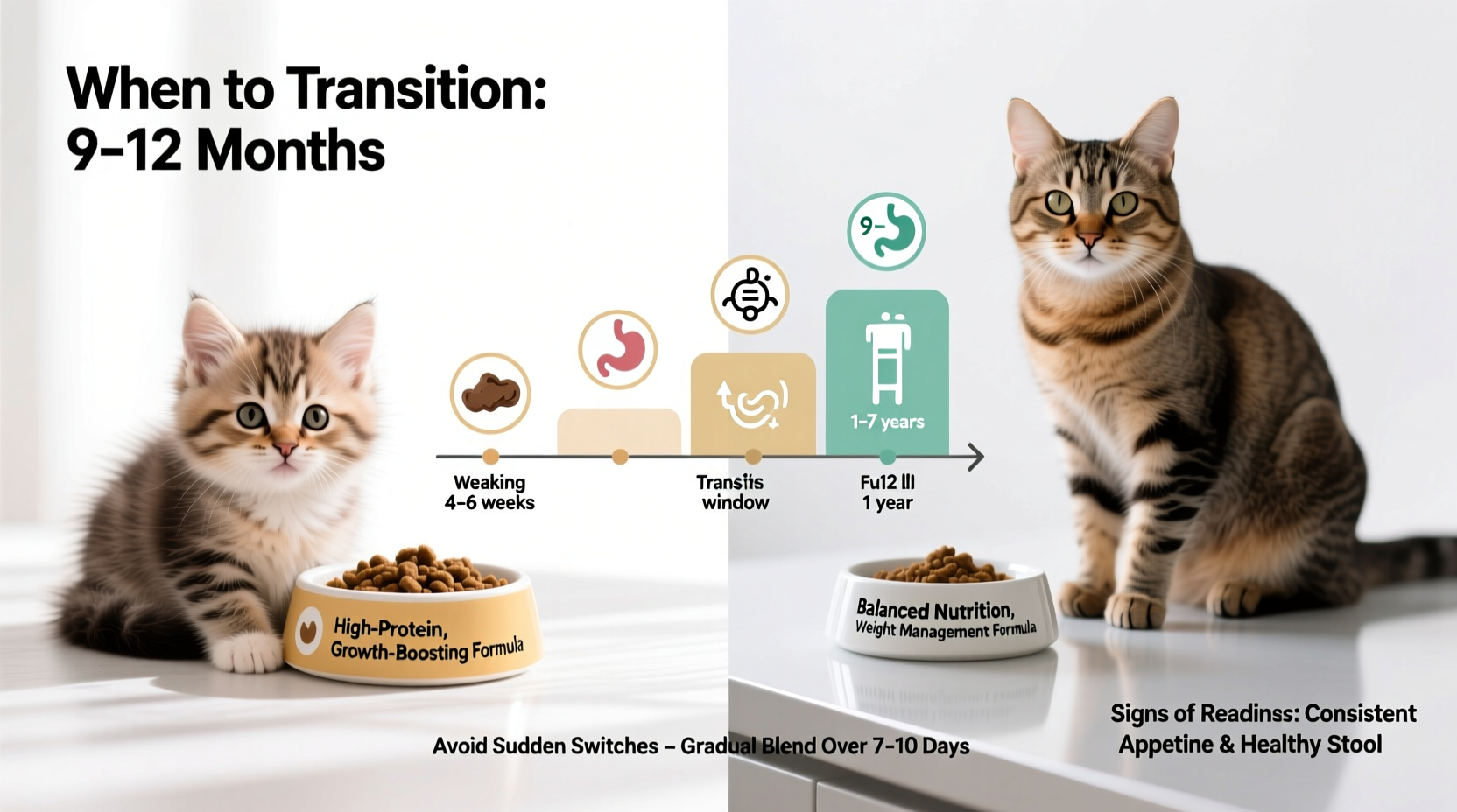 kitten food vs adult cat food when to transition and what signs to watch for