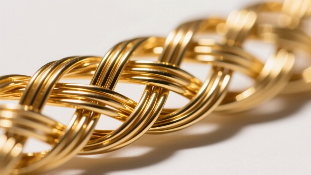 Macro shot of a 20-gauge gold-filled wire weave inspected under a jeweler