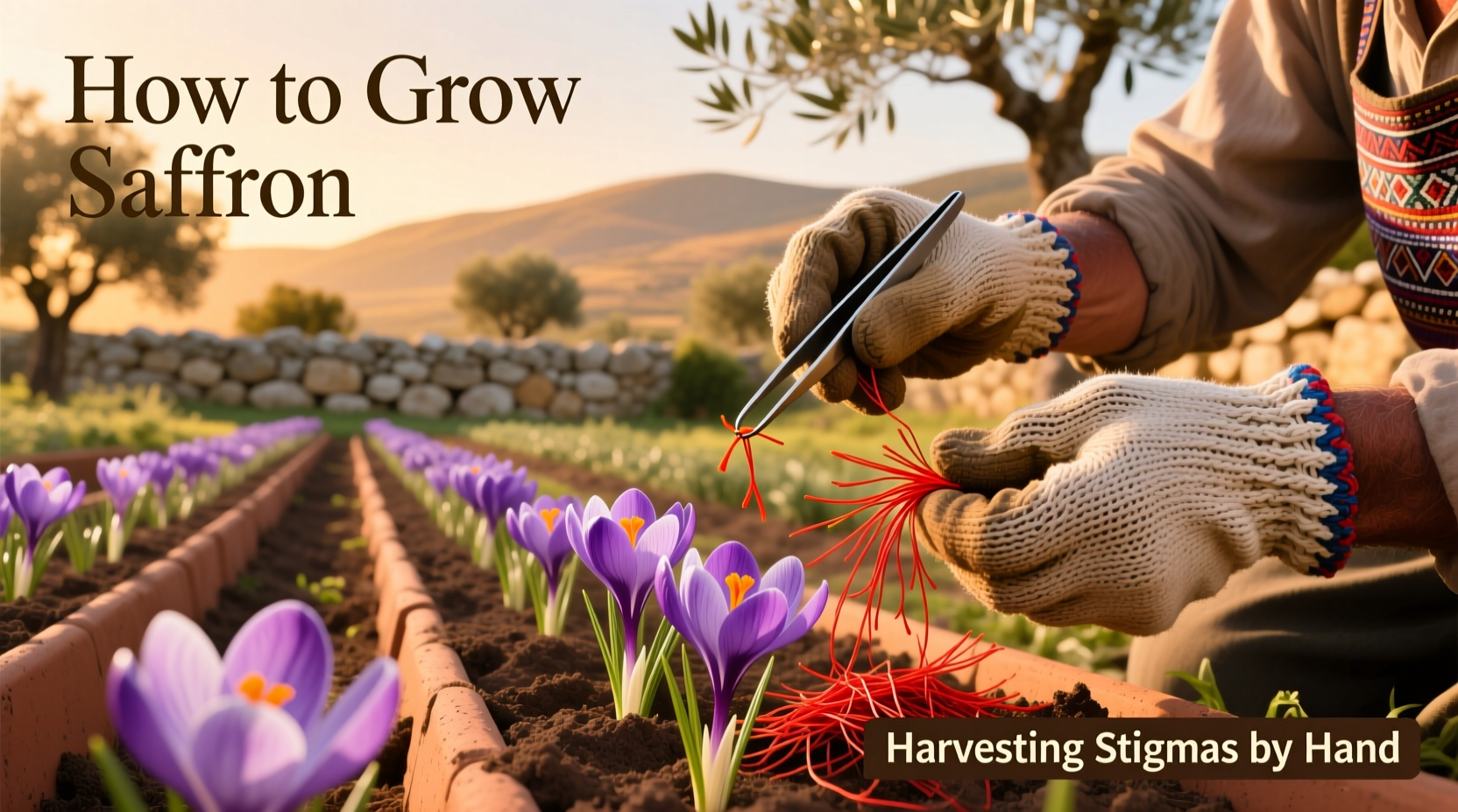Safran-Anbau in traditioneller Handarbeit