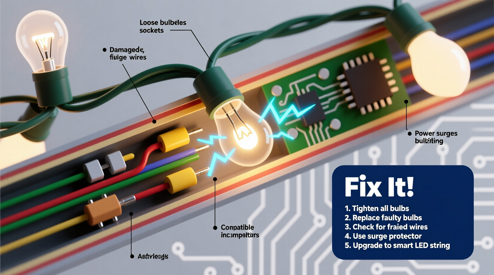 why do some christmas lights blink randomly and how to fix it