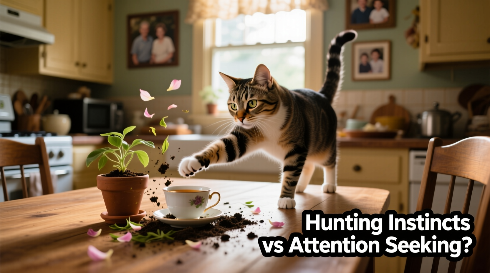 why do cats knock things off tables hunting instincts vs attention seeking