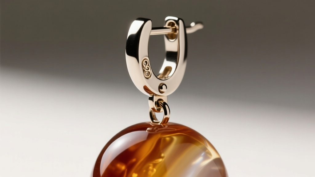 18-gauge titanium leverback earring clasp supporting a heavy resin pendant, showcasing the secure locking mechanism.