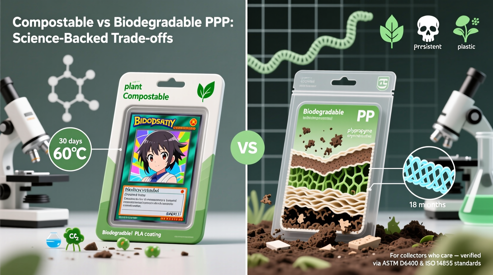 compostable vs biodegradable sleeves which protects cards better